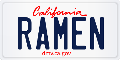 CA license plate RAMEN