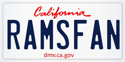 CA license plate RAMSFAN