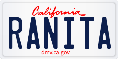 CA license plate RANITA