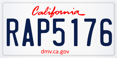 CA license plate RAP5176