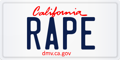 CA license plate RAPE