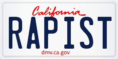 CA license plate RAPIST