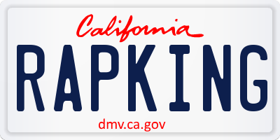 CA license plate RAPKING