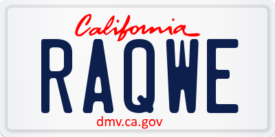 CA license plate RAQWE