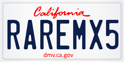 CA license plate RAREMX5