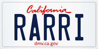 CA license plate RARRI