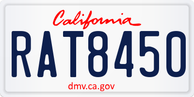 CA license plate RAT8450