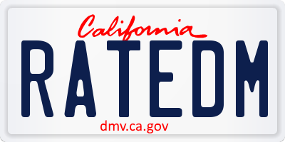 CA license plate RATEDM