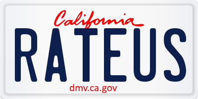 CA license plate RATEUS