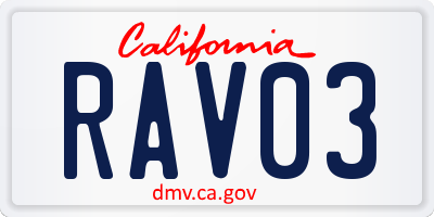 CA license plate RAV03