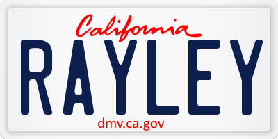 CA license plate RAYLEY