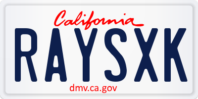 CA license plate RAYSXK