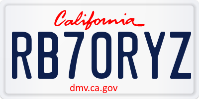 CA license plate RB70RYZ