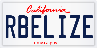 CA license plate RBELIZE