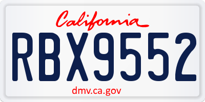 CA license plate RBX9552