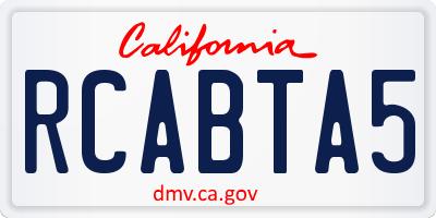 CA license plate RCABTA5