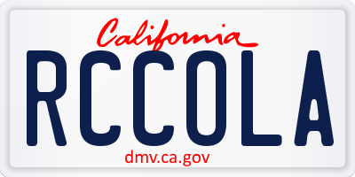 CA license plate RCCOLA