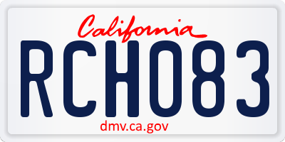 CA license plate RCH083