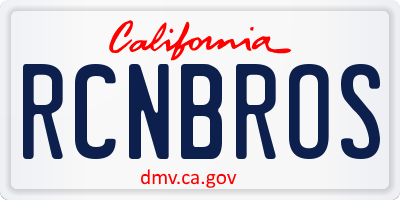 CA license plate RCNBROS