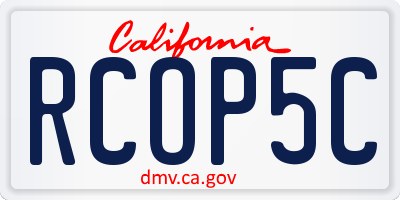 CA license plate RCOP5C