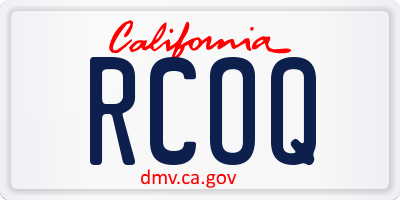 CA license plate RCOQ