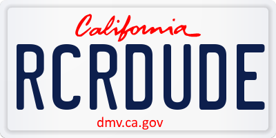 CA license plate RCRDUDE