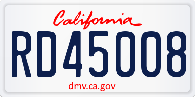 CA license plate RD45008