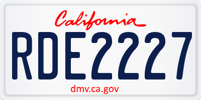 CA license plate RDE2227