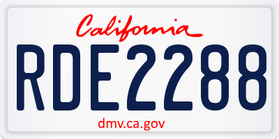 CA license plate RDE2288
