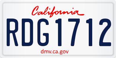 CA license plate RDG1712