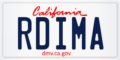 CA license plate RDIMA