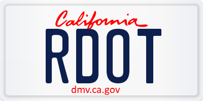 CA license plate RDOT