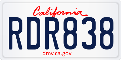 CA license plate RDR838