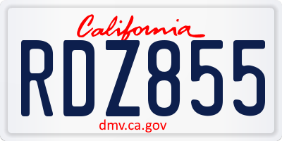 CA license plate RDZ855