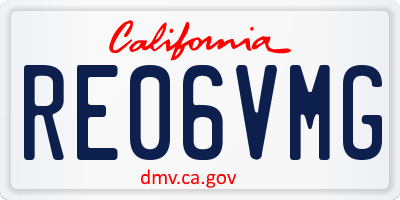 CA license plate RE06VMG