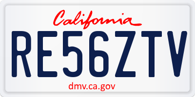 CA license plate RE56ZTV