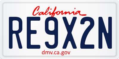 CA license plate RE9X2N