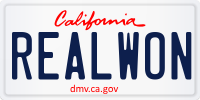 CA license plate REALWON