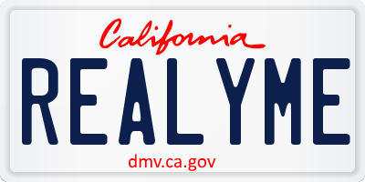 CA license plate REALYME
