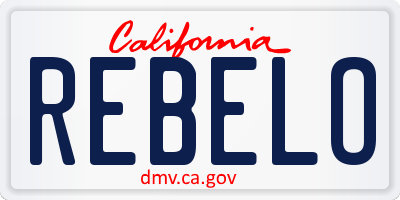 CA license plate REBELO