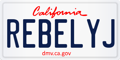 CA license plate REBELYJ