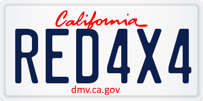 CA license plate RED4X4