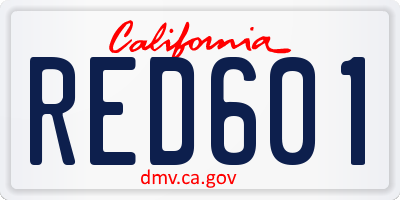 CA license plate RED601