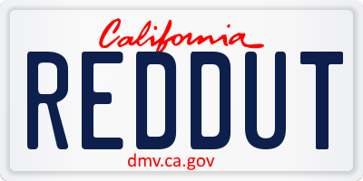 CA license plate REDDUT