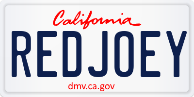 CA license plate REDJOEY