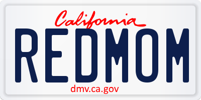 CA license plate REDMOM