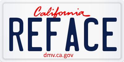 CA license plate REFACE