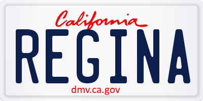 CA license plate REGINA