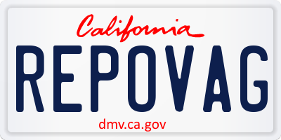 CA license plate REPOVAG