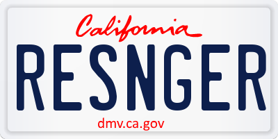 CA license plate RESNGER